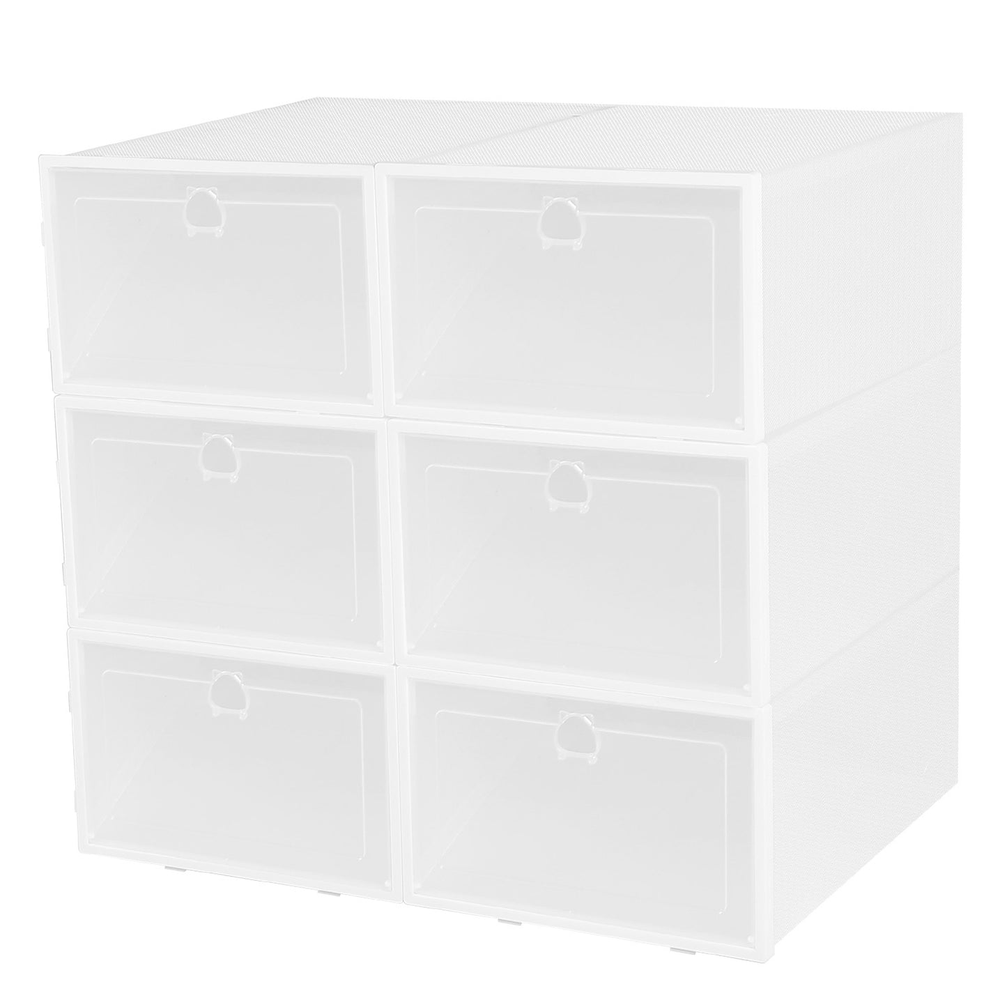 Collapsible Shoe Storage Boxes - Stackable Clear Organizer (6-Pack)