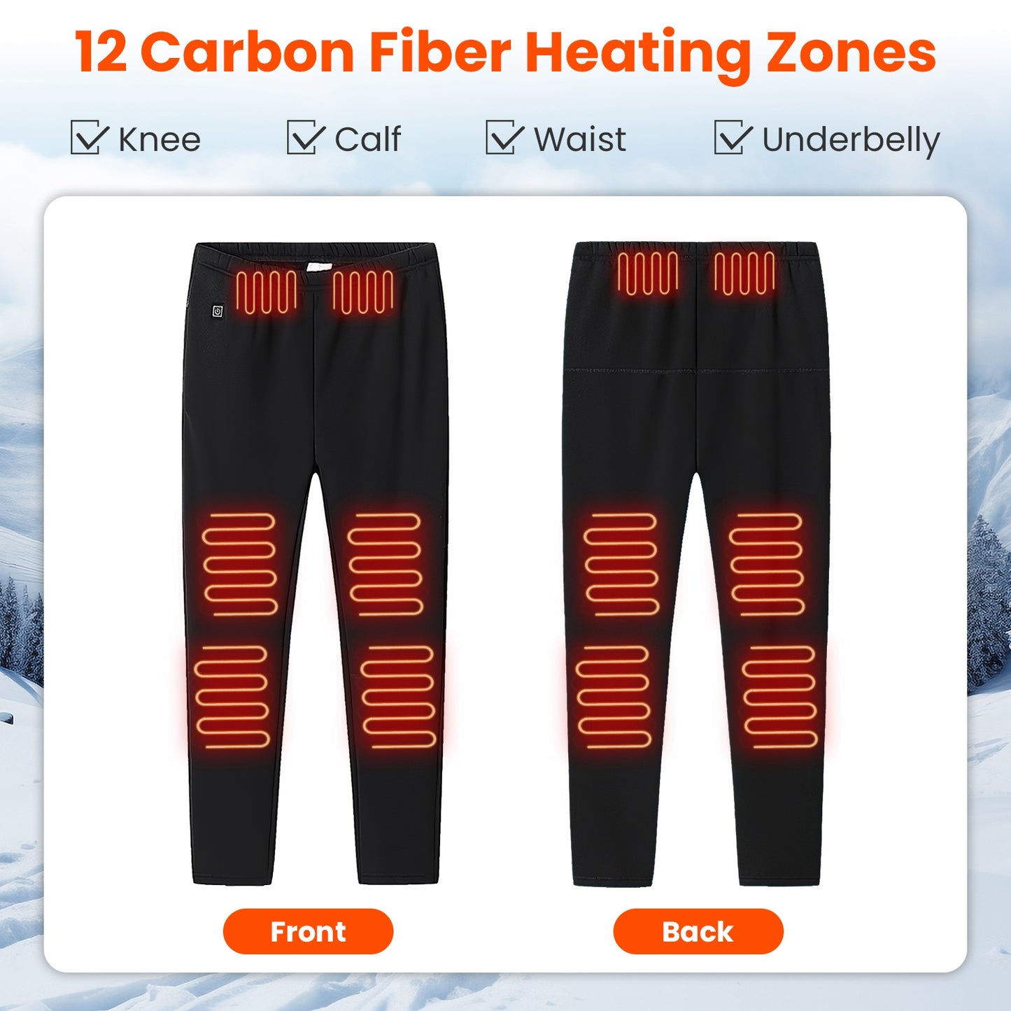 Heated Pants with 12 Heating Zones USB Powered