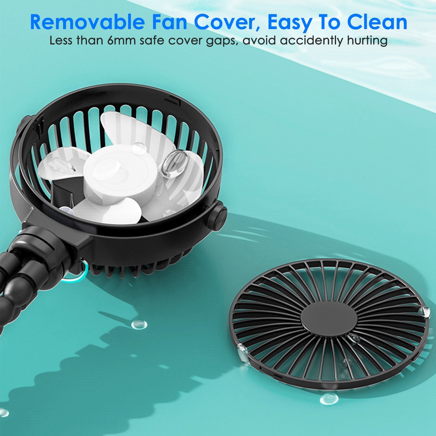 Portable Stroller Fan with Flexible Tripod & Rechargeable Battery