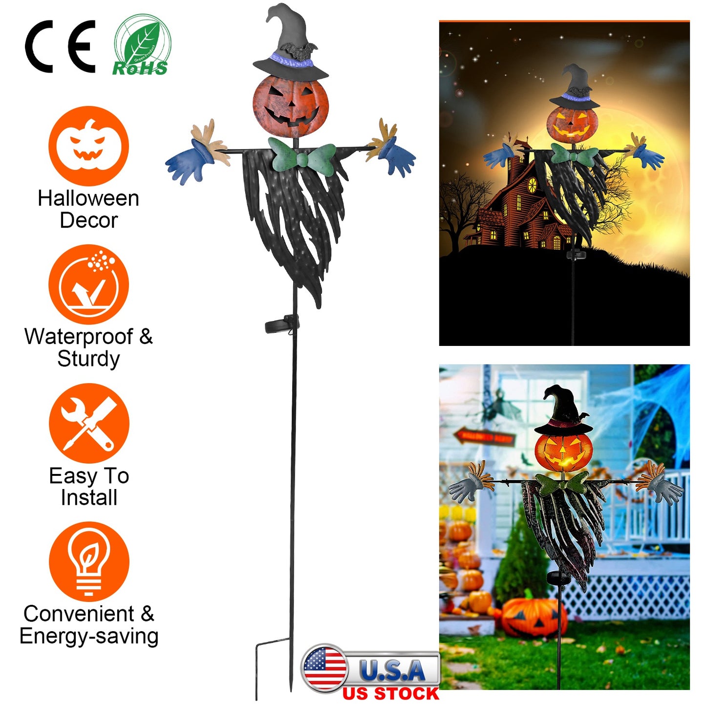 Solar Scarecrow Stake Light - Halloween Yard Decoration