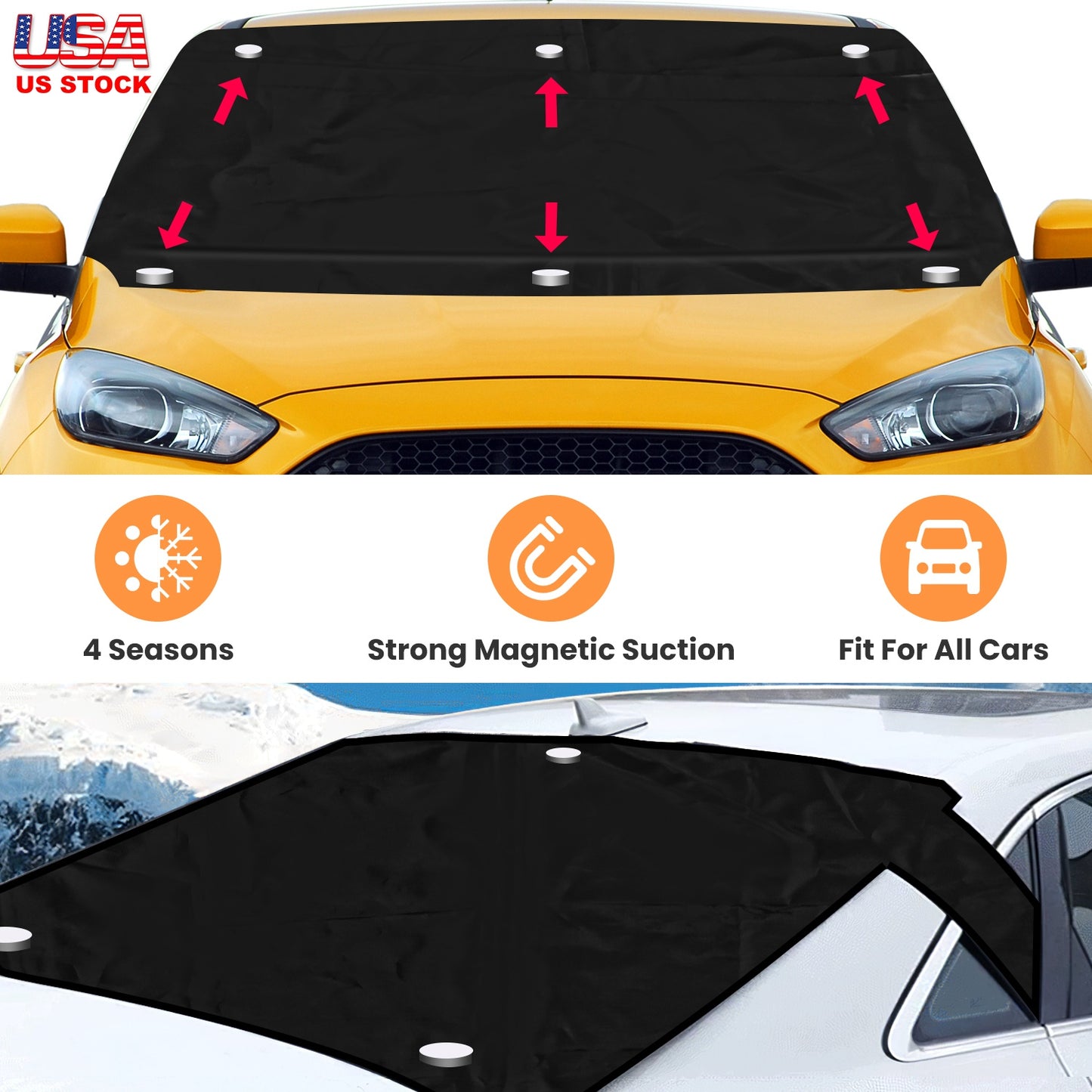 Magnetic Car Windshield Cover Set - Front & Rear All-Season