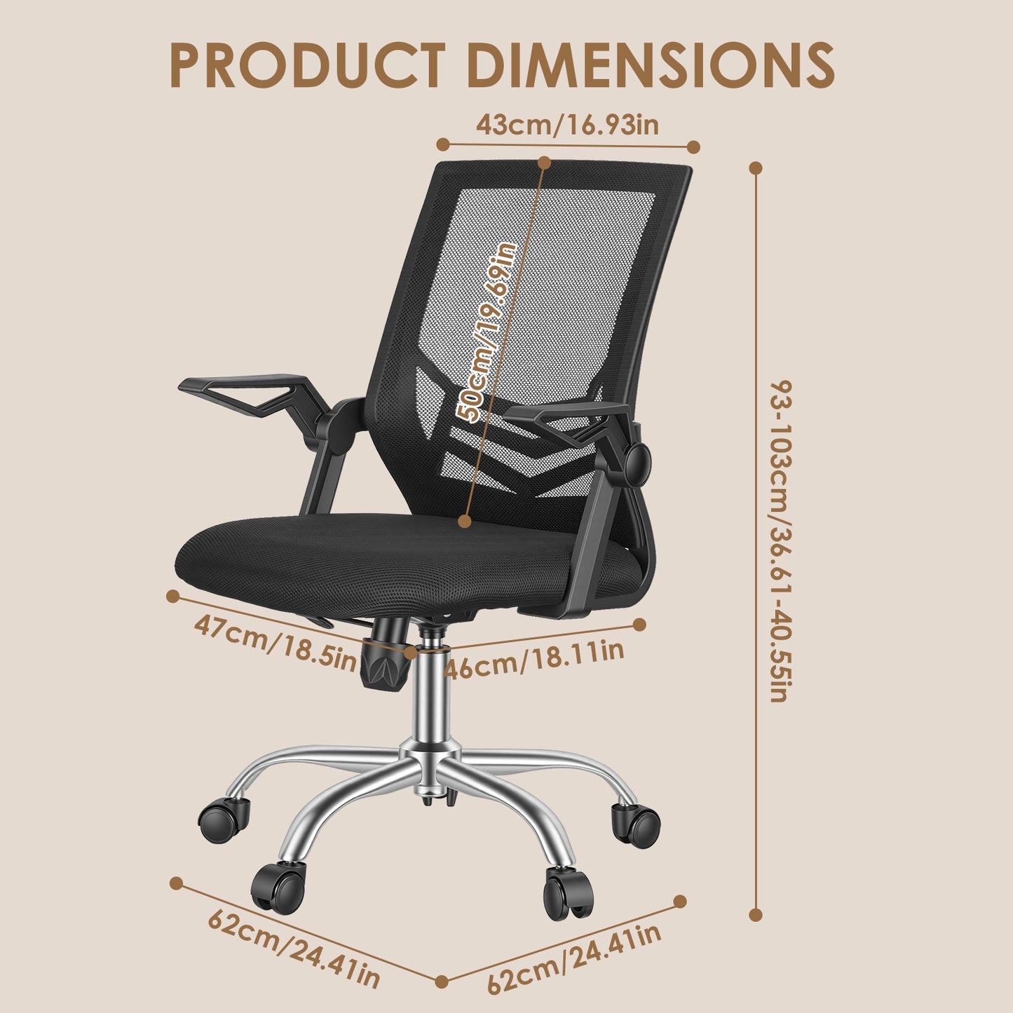 Ergonomic Mesh Office Chair with 135° Reclining Backrest