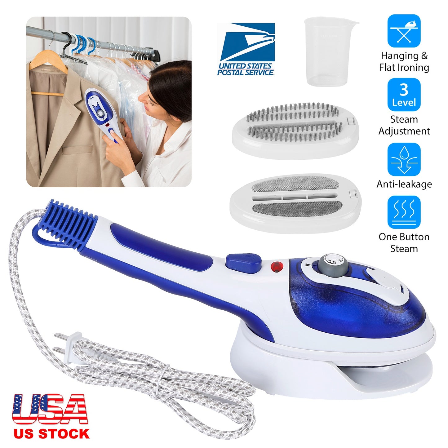 Handheld Garment Steamer with 3 Adjustable Steam Levels