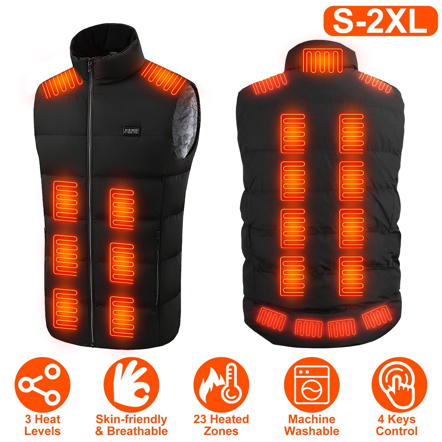 Heated Vest with 23 Heating Zones & 3 Temperature Levels
