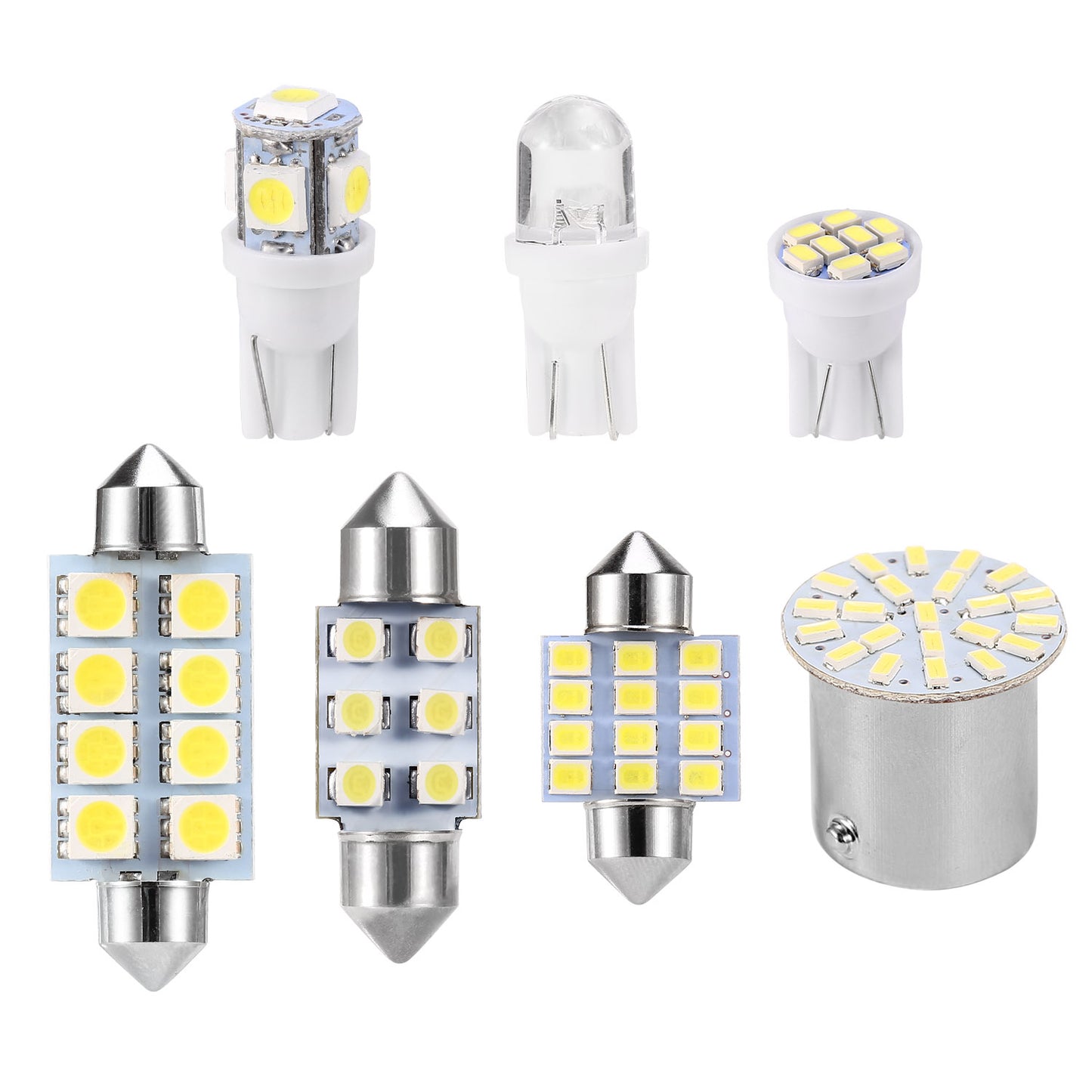 LED Interior Light Bulb Kit for Car - 14 Piece Set, 6000K White