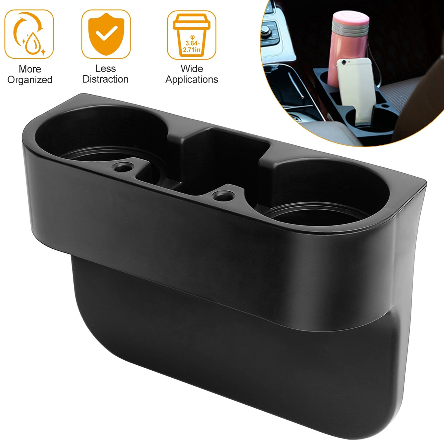Car Seat Gap Cup Holder Organizer with Dual Holders