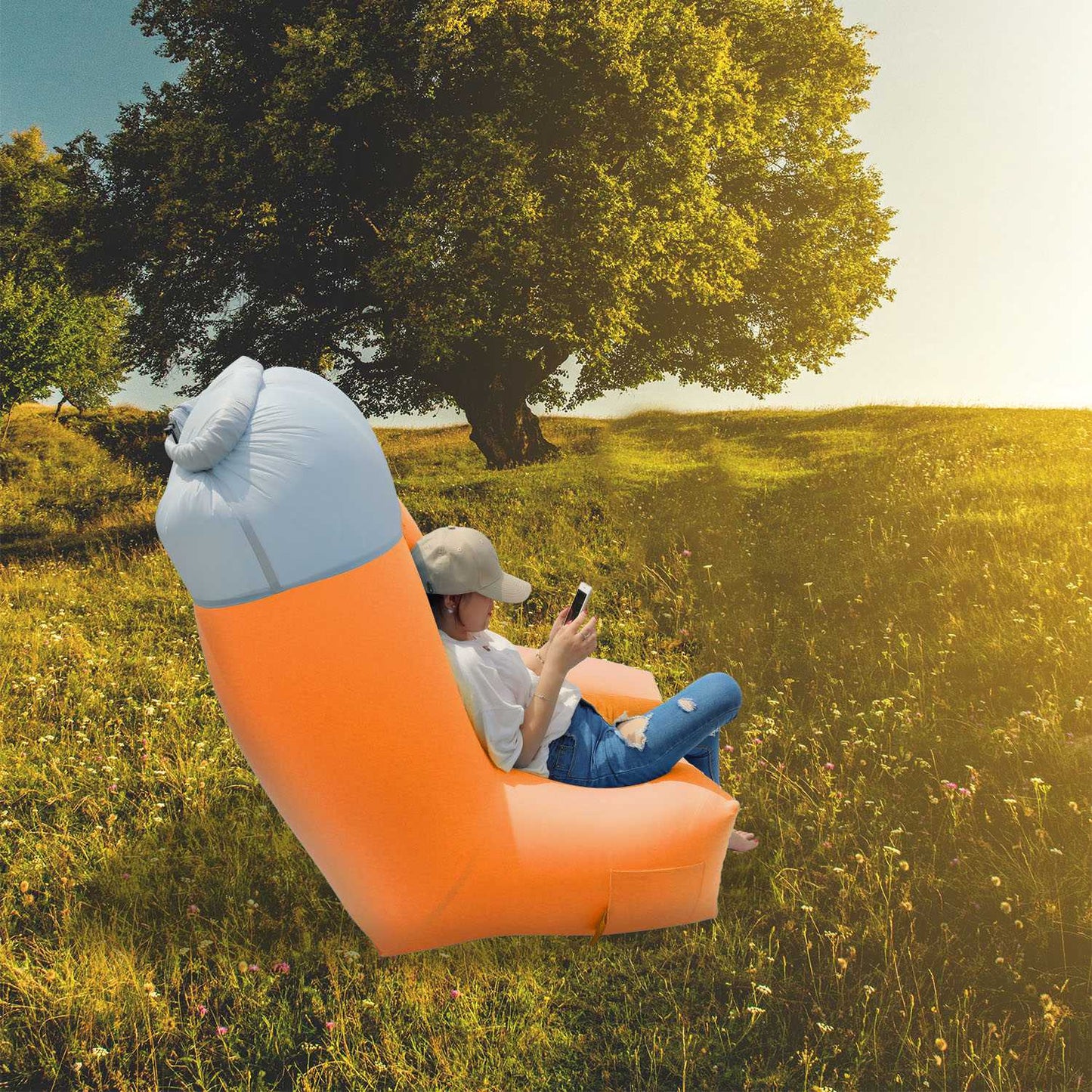 Inflatable Lounger Air Sofa with Carry Bag - Waterproof