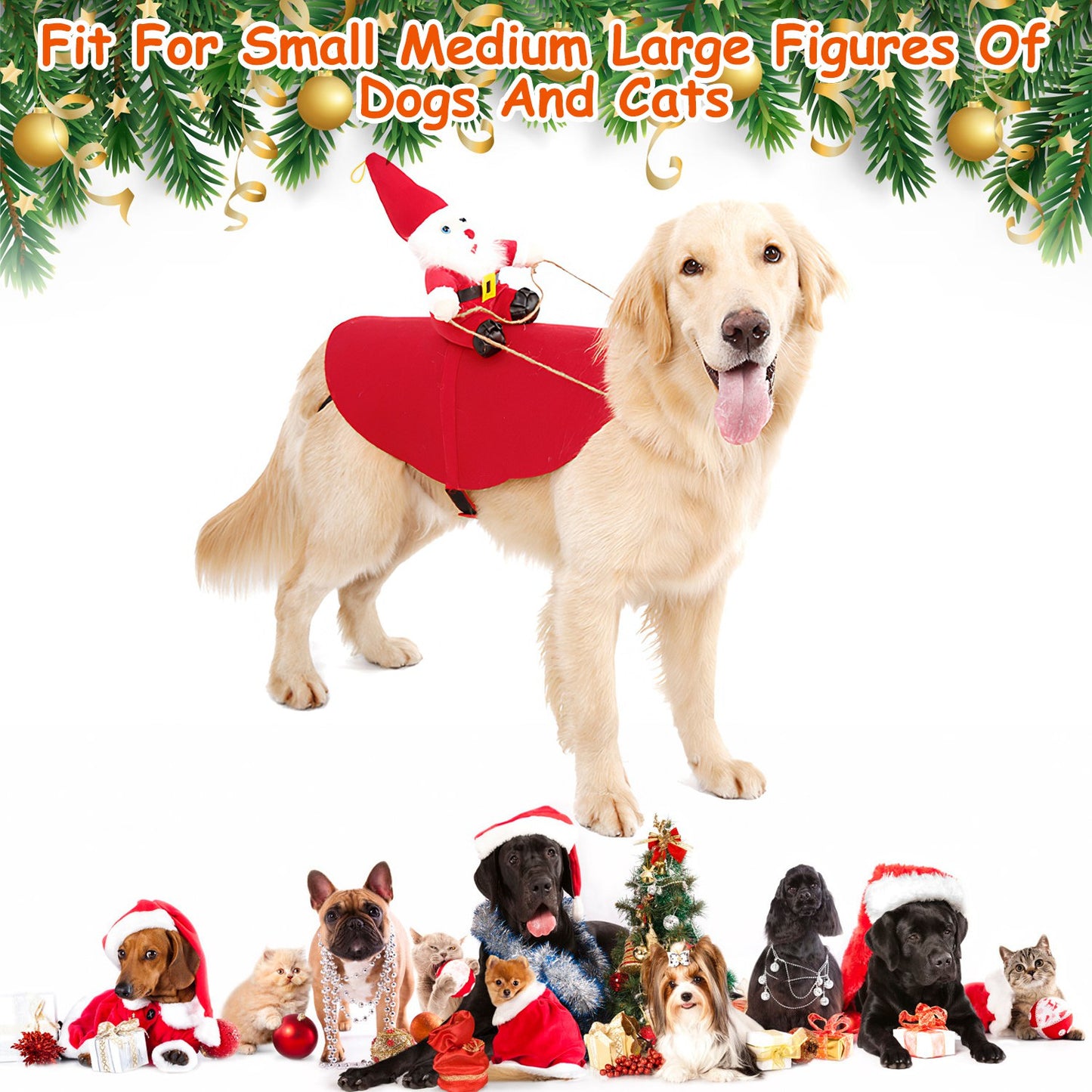 Dog Christmas Costume with Riding Santa Claus Design