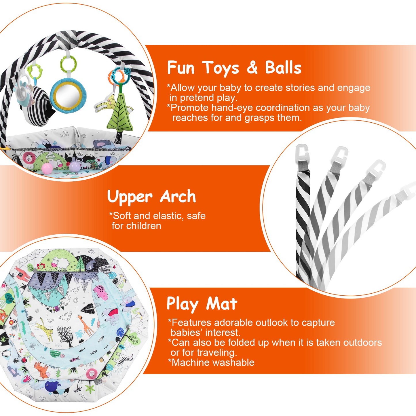 Baby Gym Play Mat 4-in-1 Activity Center with Ball Pit