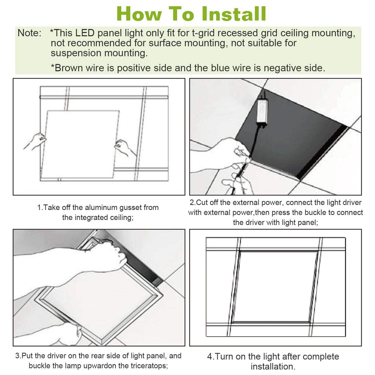 48W 2 2FT LED Panel Light 5800LM 7000K Ceiling Lighting 150W Equivalent LED Troffer Recessed Edge-Lit