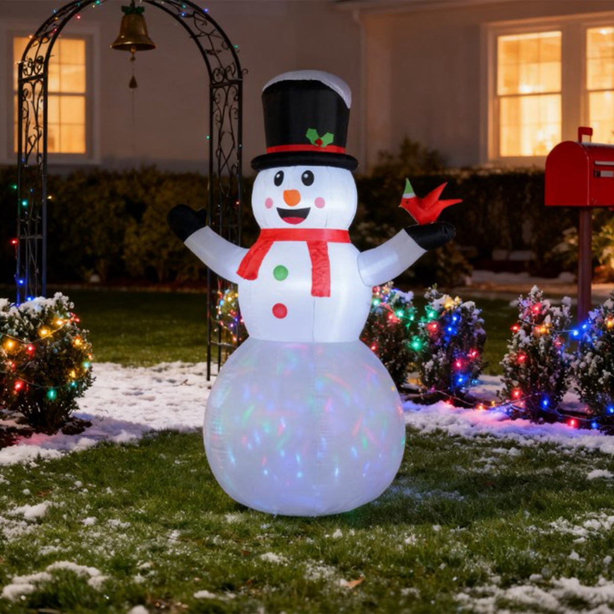 12ft Inflatable Christmas Snowman with Cardinal & LED Lights
