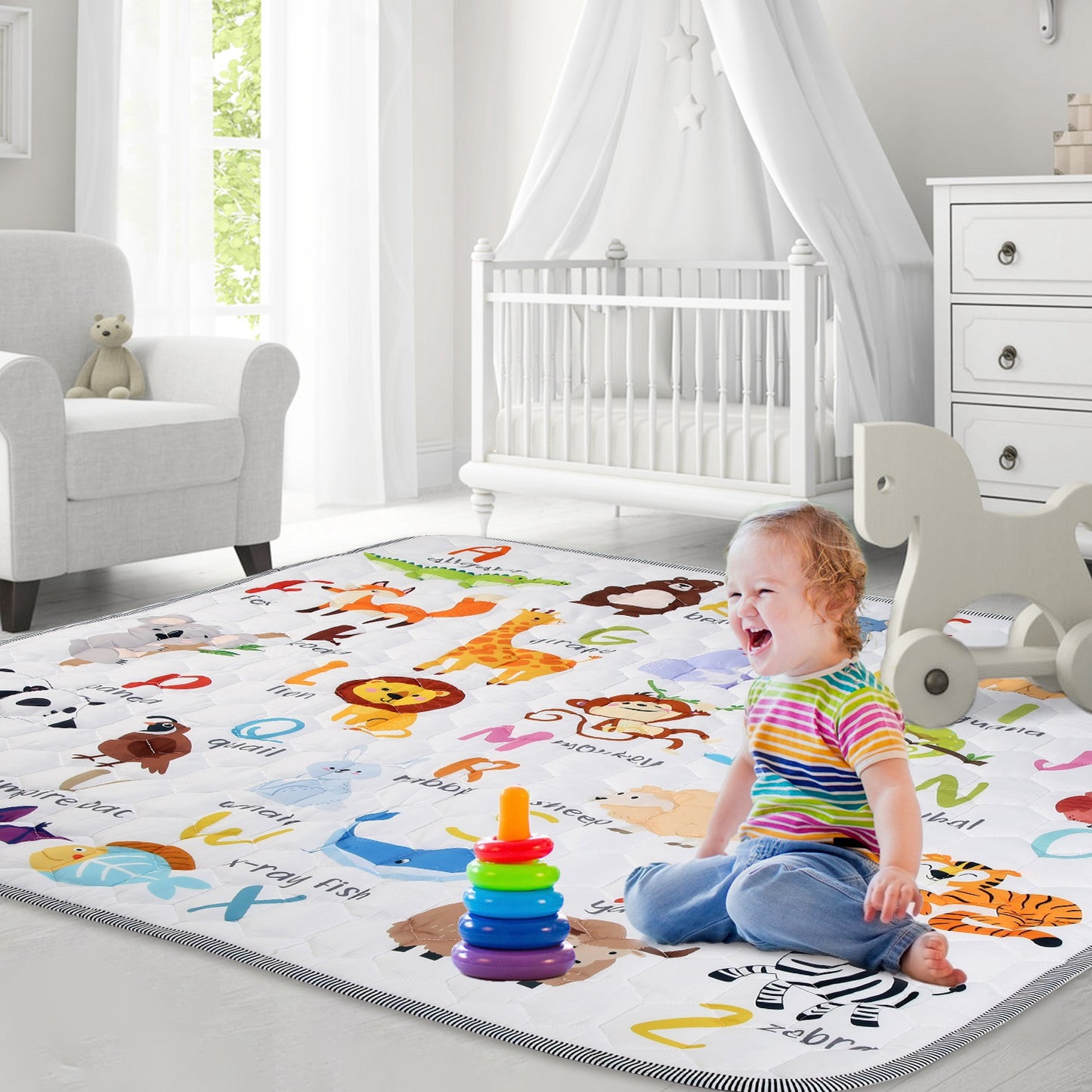 Baby Play Mat 50x50IN Non-Slip Foldable Crawling Mat