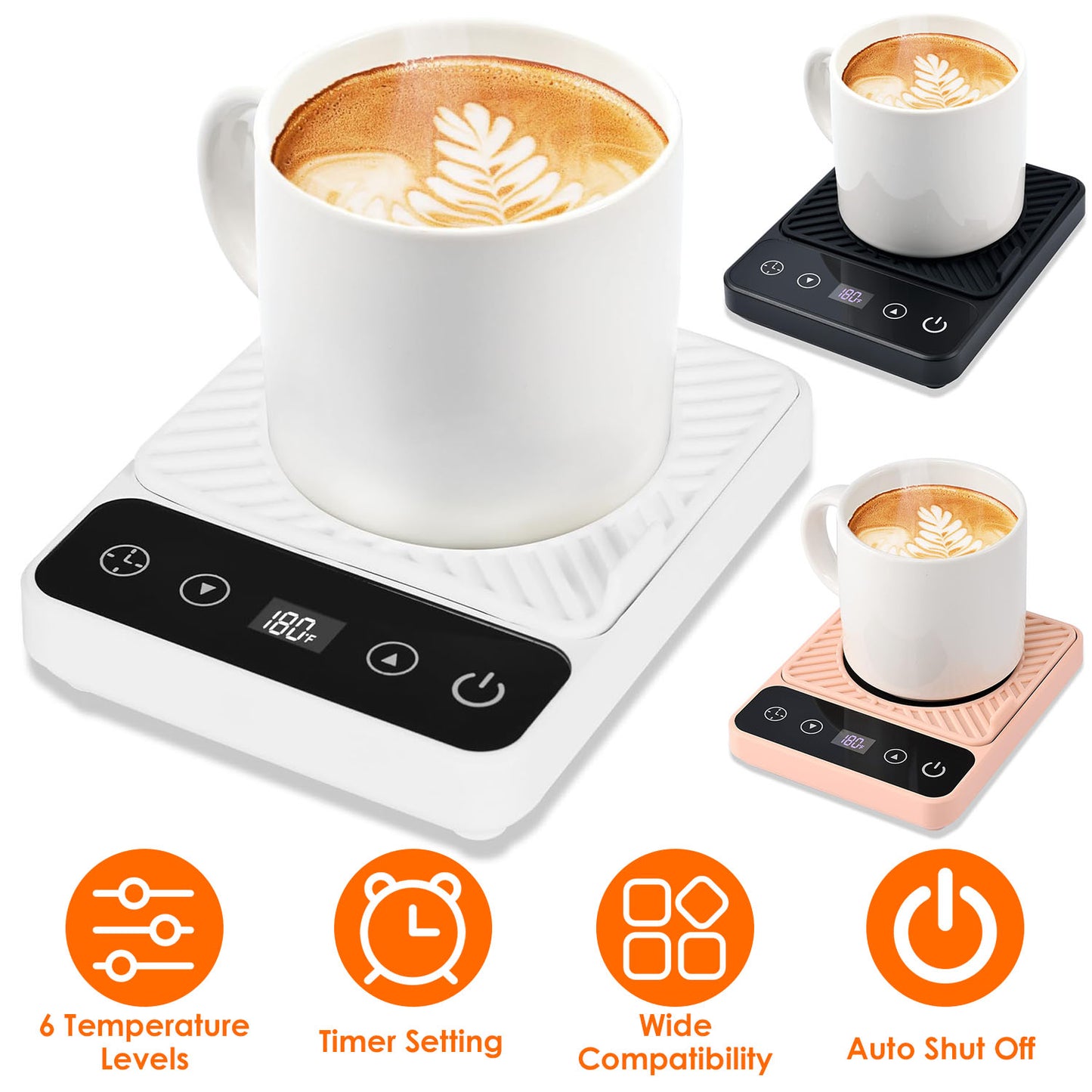 Electric Mug Warmer with 6 Temperature Levels & Auto Shut-Off