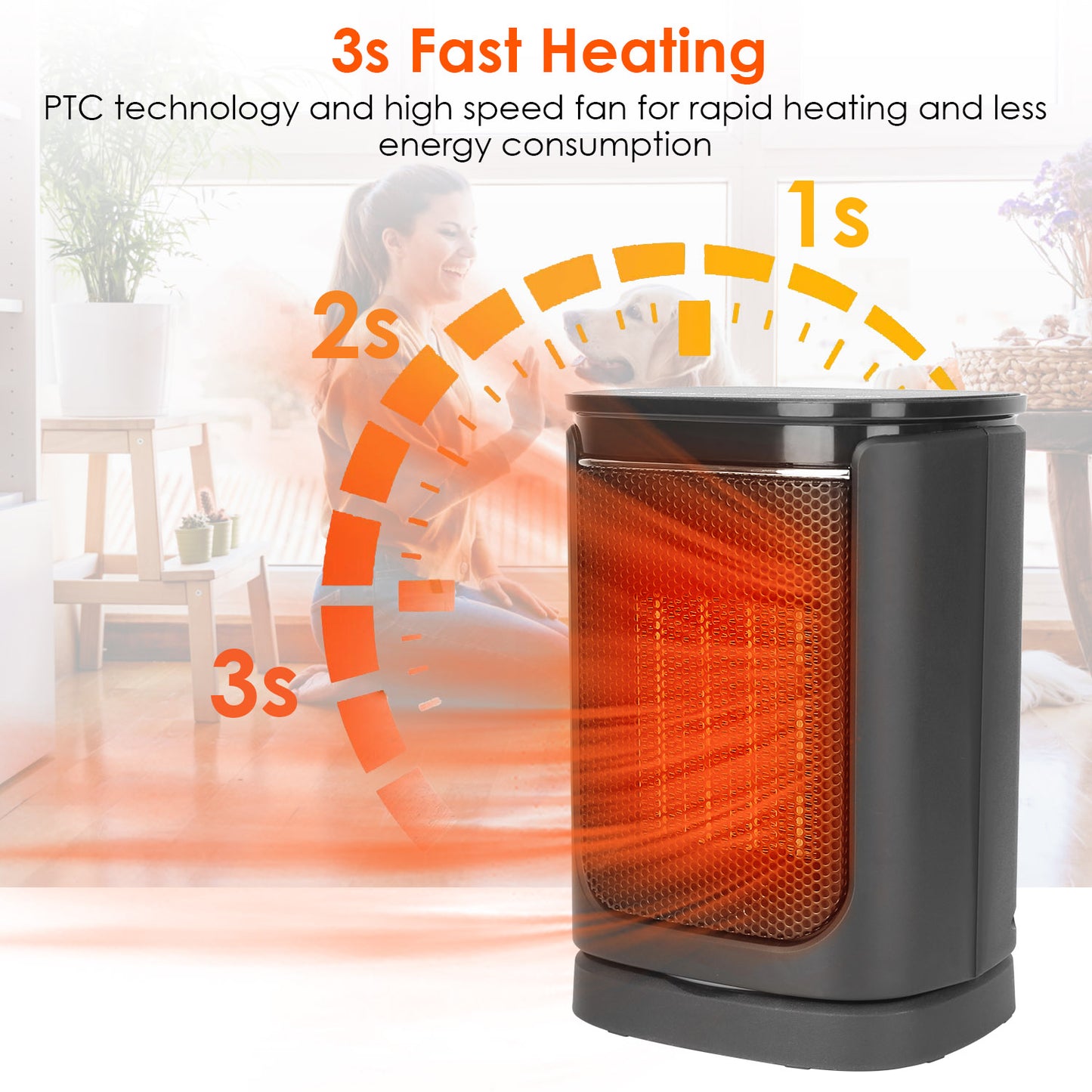 1500W Ceramic Space Heater with Remote Control & Oscillation