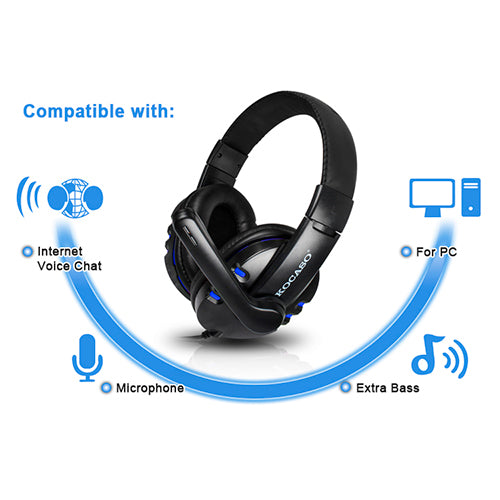 Dynamic Stereo Headphones with Adjustable Mic - Blue
