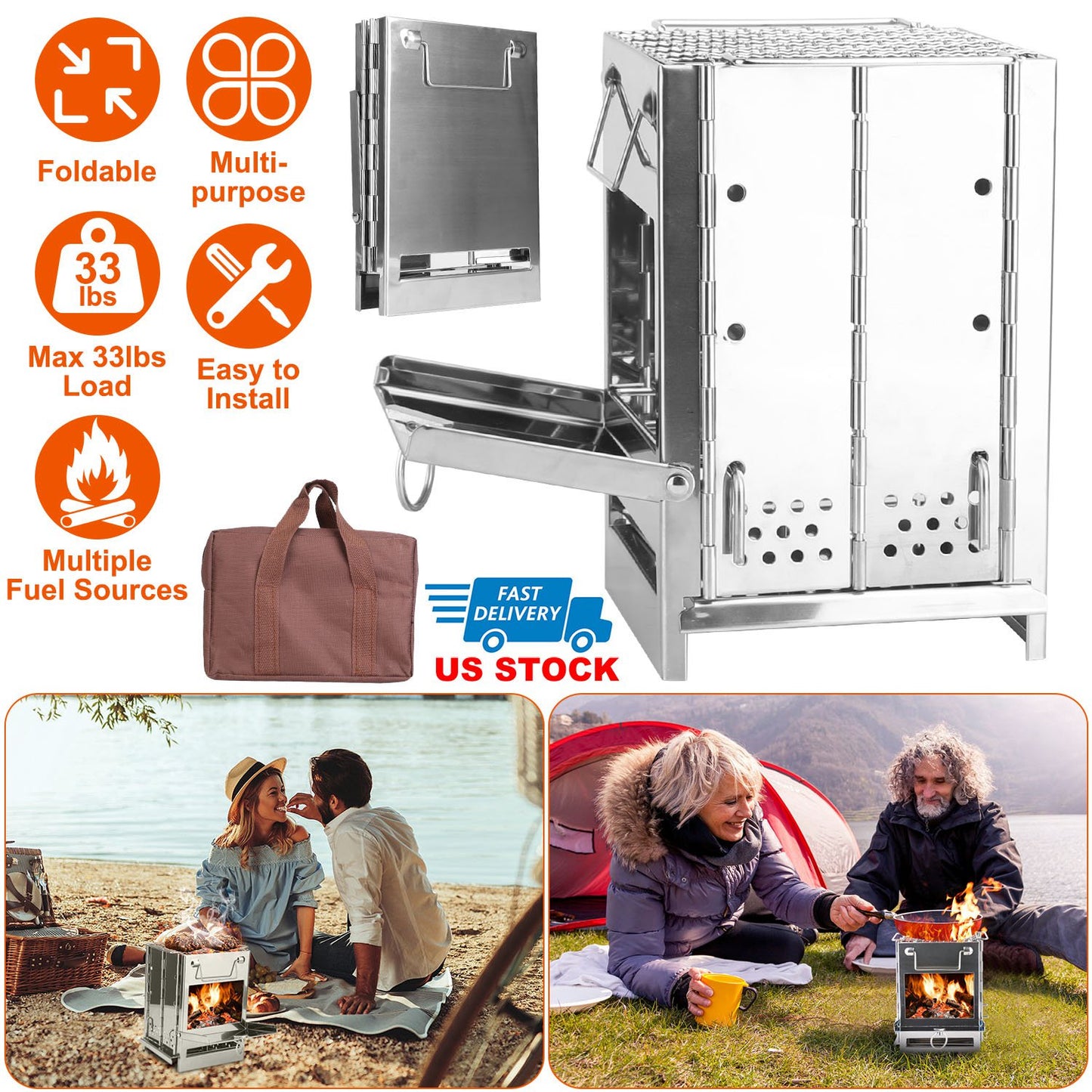 Portable Folding Camping Stove with Carry Bag