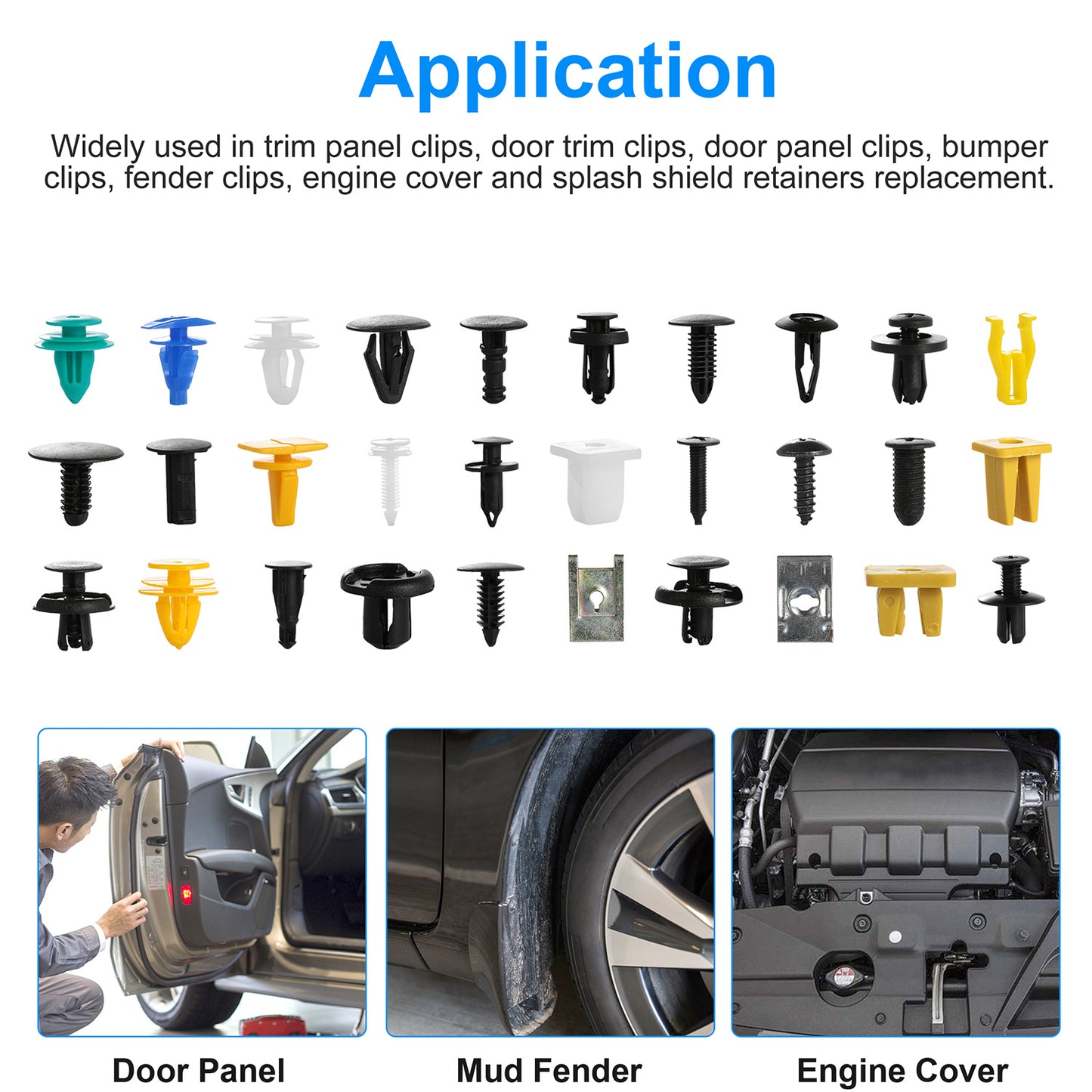 Bumper Fastener Rivets Kit - 500 Pieces, 30 Types