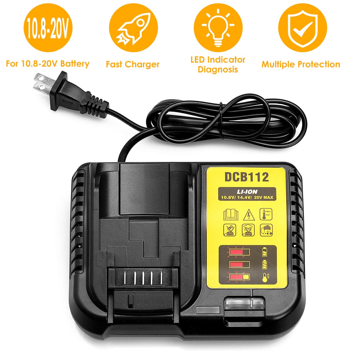 Battery Charger for Dewalt 10.8V-20V Lithium-Ion Tools