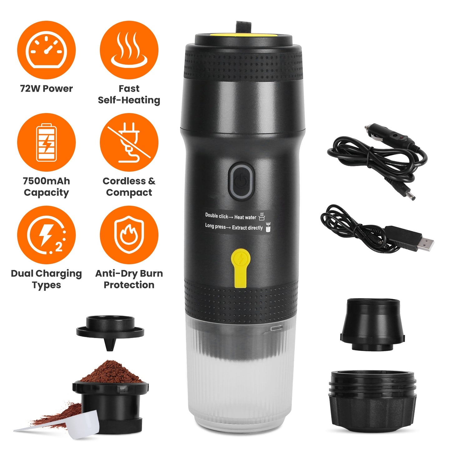 Portable Electric Espresso Machine with 7500mAh Battery