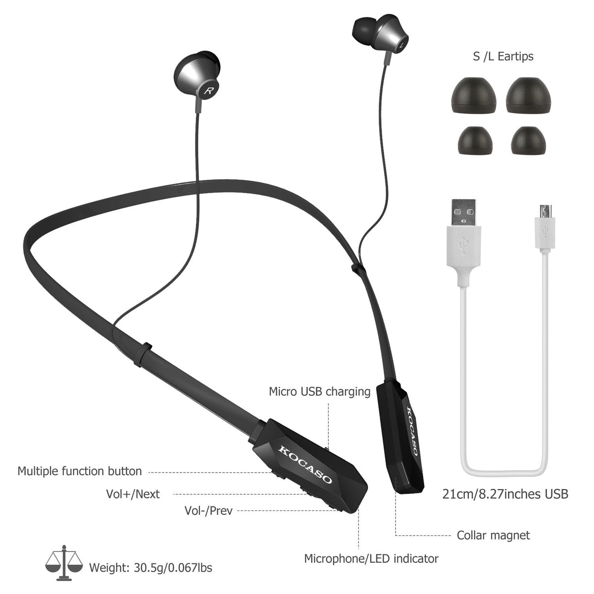 Wireless Neckband Headphones V4.2 Sweat-proof Sport Headsets Earbuds In-Ear Magnetic Neckbands Stereo Earphone Deep Bass Earphone w/Mic 15Hrs Work Run