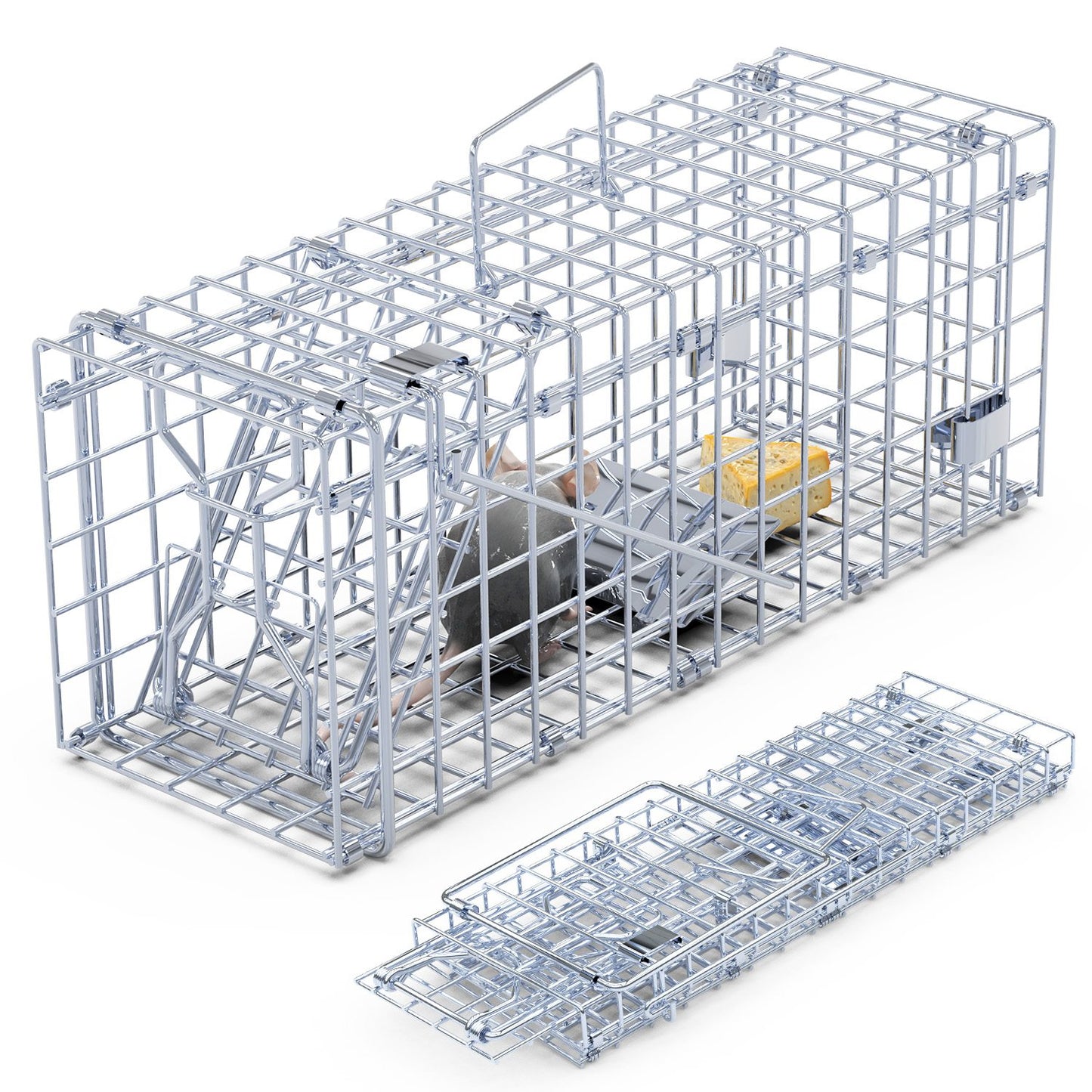 Foldable Humane Rat Trap Cage - 2 Pack Galvanized Steel