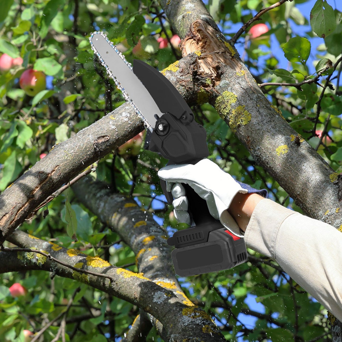 Mini Chainsaw Cordless 8-Inch with 2 Batteries and Accessories