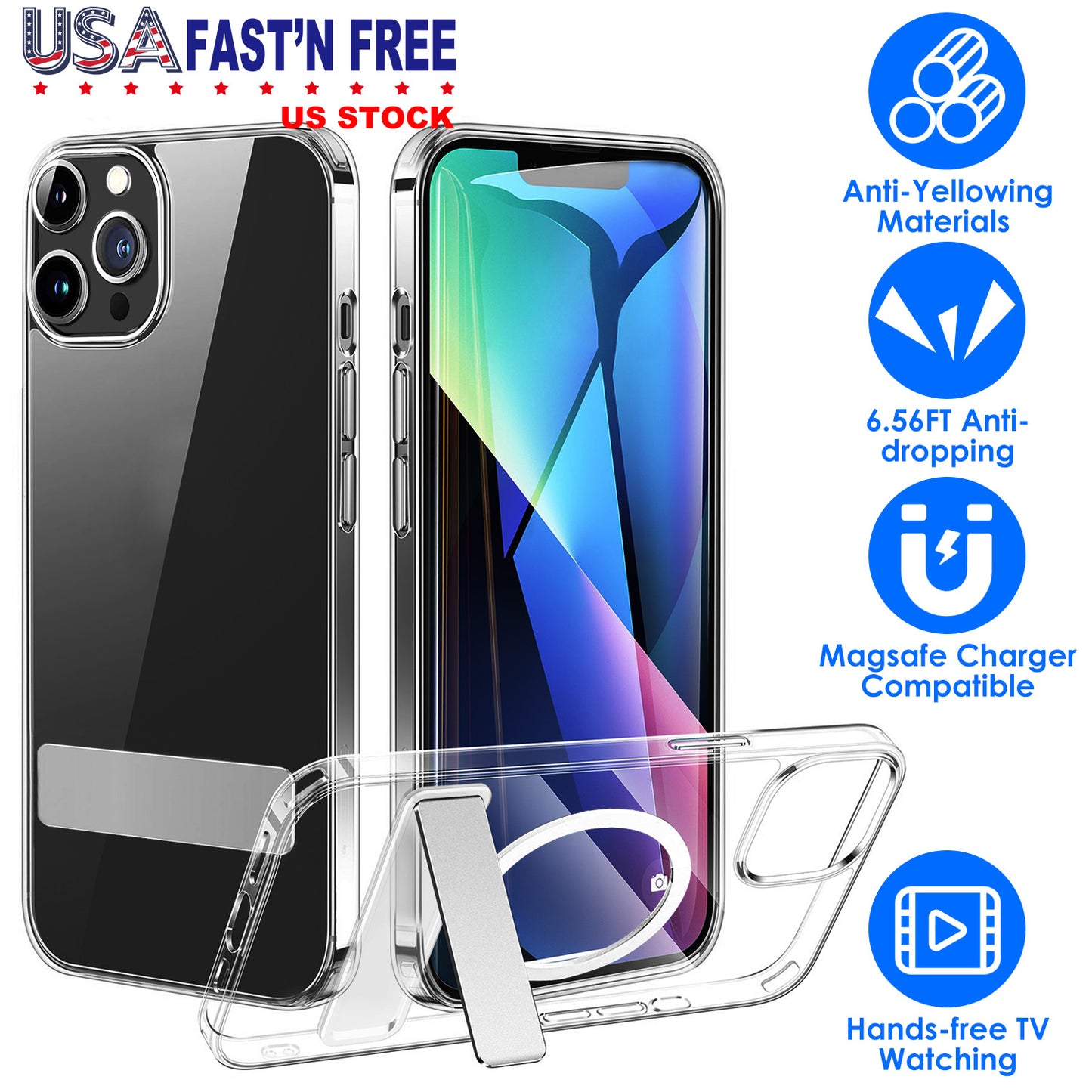 MagSafe Clear Case with Metal Kickstand for iPhone 13/14