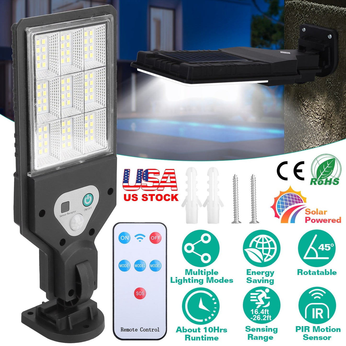 Solar Wall Light with Motion Sensor and Remote Control