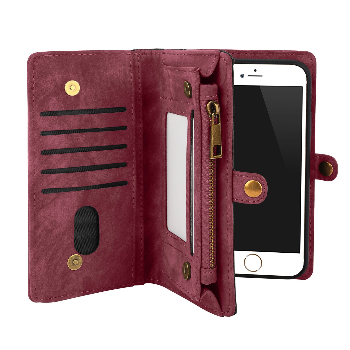 iPhone 7 Plus Wallet Case with Detachable Magnetic Cover