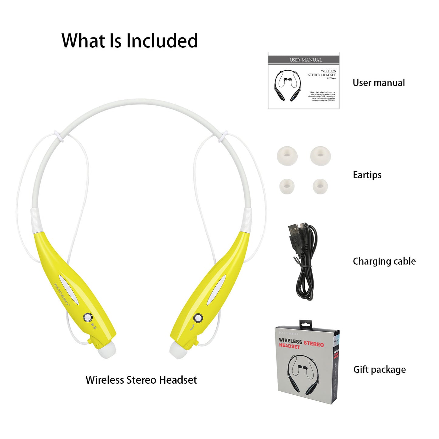 Wireless Sports Neckband Headphones with Magnetic Earbuds