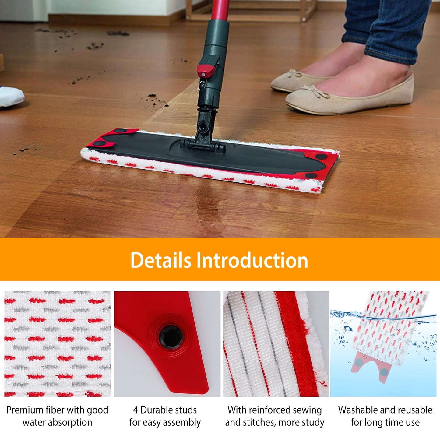 Fiber Mop Pads for Vileda Ultra Max – 2 Pack Washable