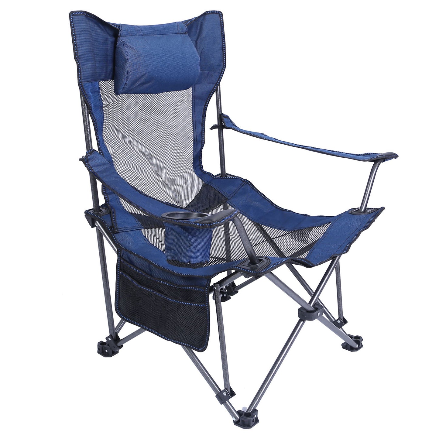 Foldable Camping Chair with Reclining Backrest - 330 LBS Capacity