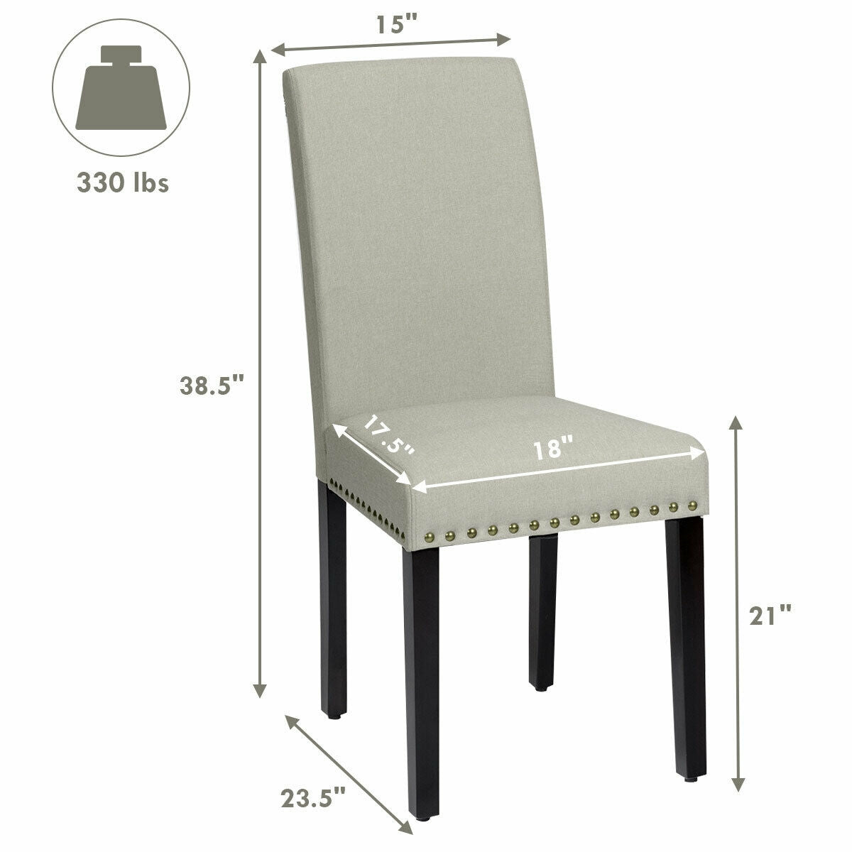Upholstered Dining Chairs Set of 2 with Nailhead Trim