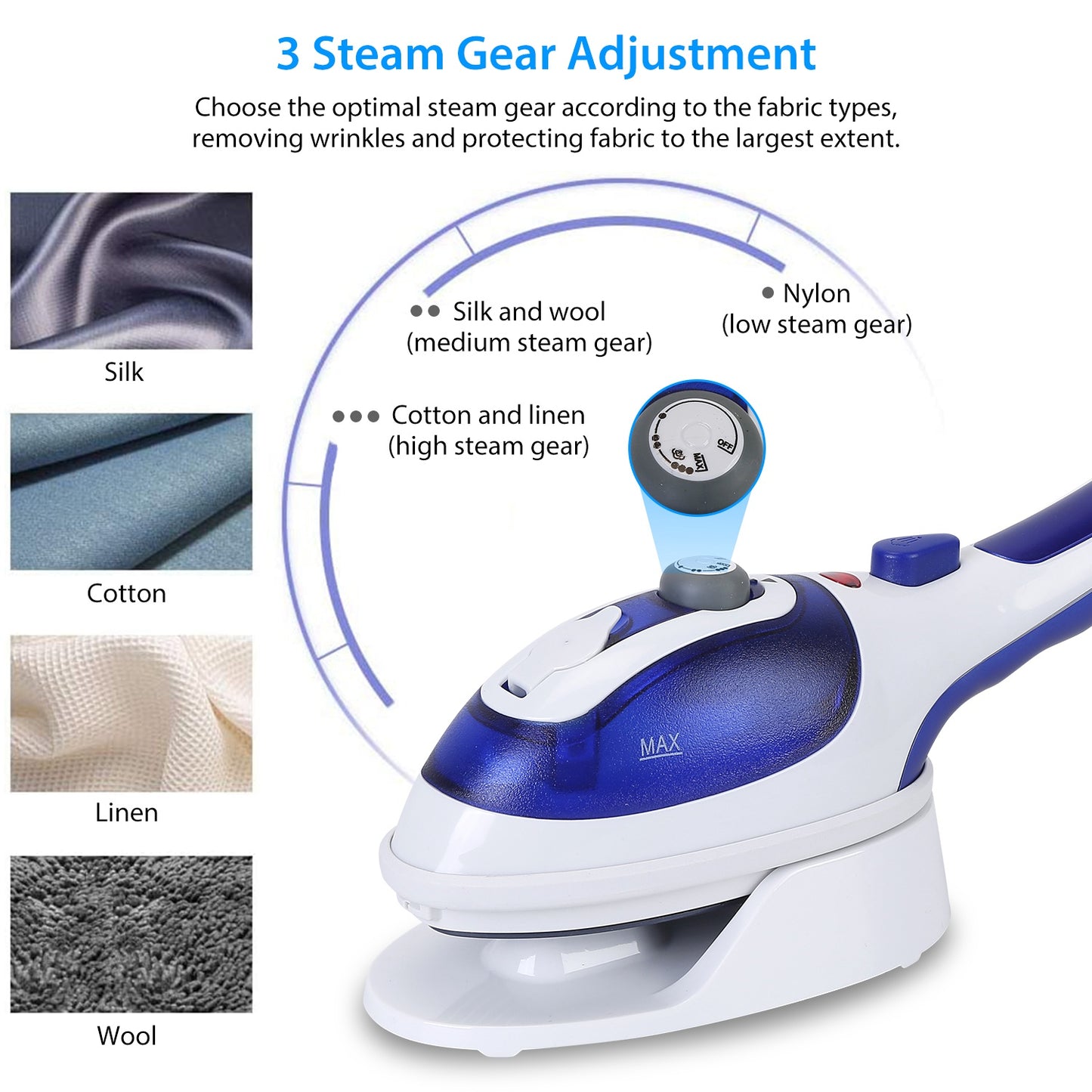 Handheld Garment Steamer with 3 Adjustable Steam Levels