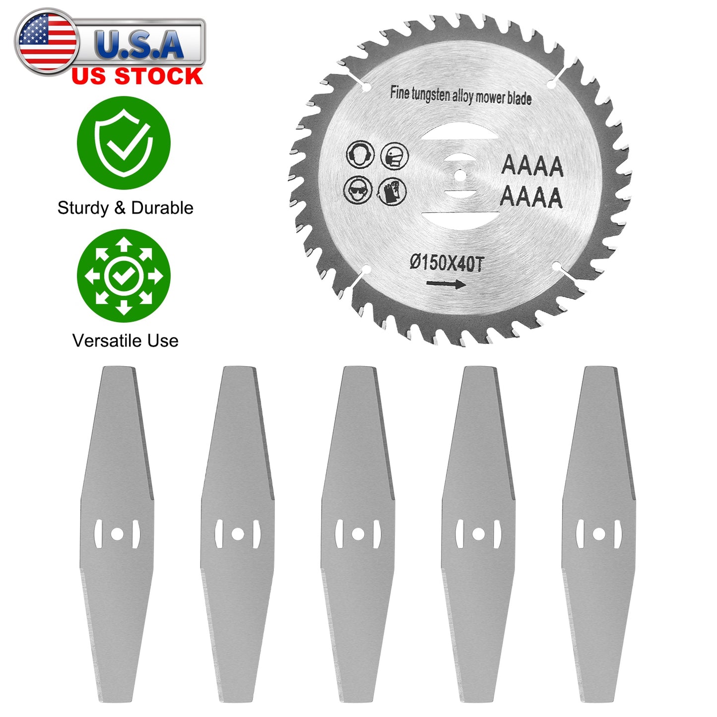 Weed Trimmer Blade Set - 6 Piece High Carbon Steel Attachment
