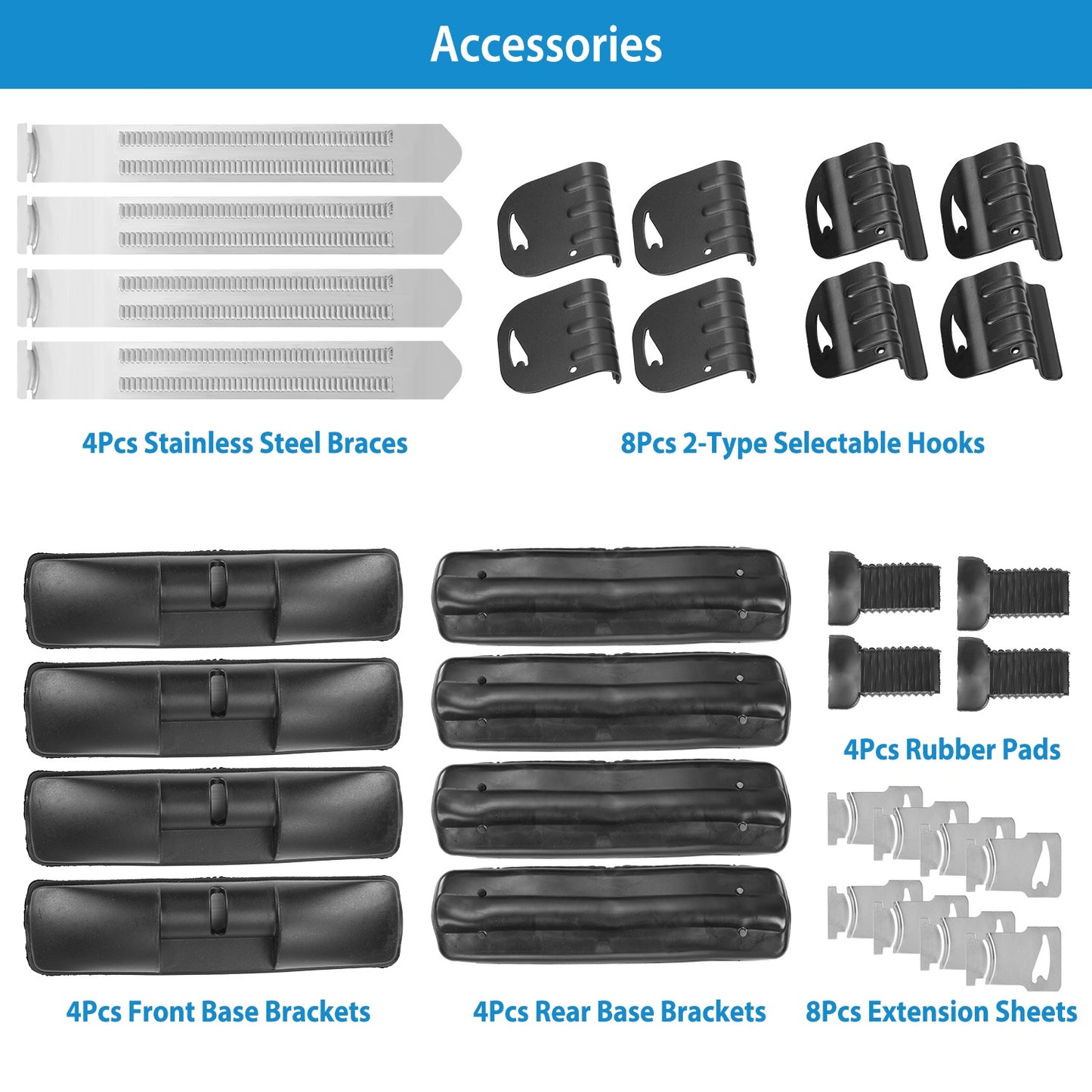 Car Roof Rack Accessory Kit for GPCT1995 with Hooks & Brackets