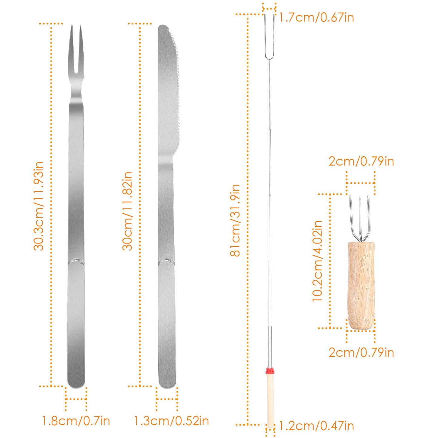 Extendable Marshmallow Roasting Sticks Set - 12 Piece