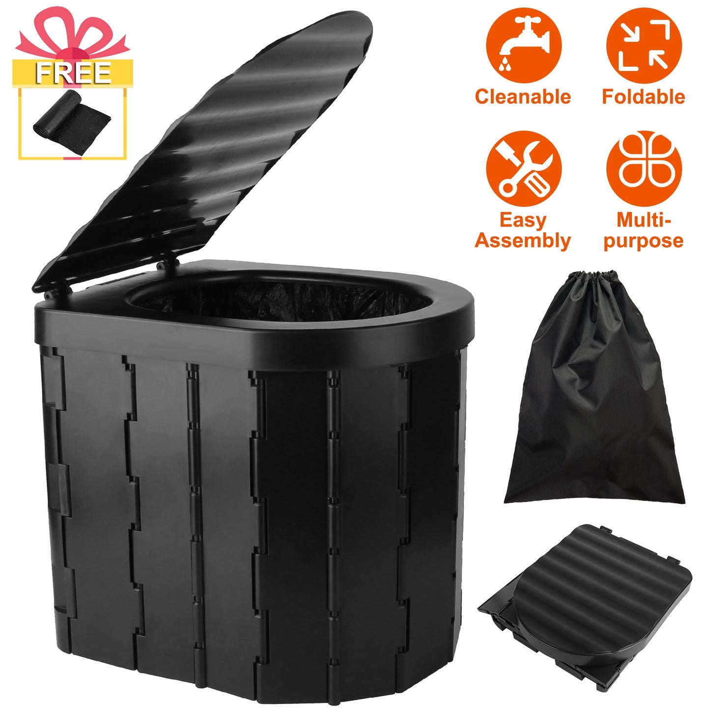 6.18 Gallon Trash Bags - 48 Count Black Unscented Liners