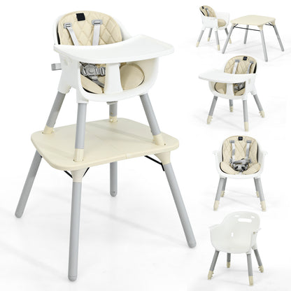 4-in-1 Convertible Baby High Chair with PU Cushion