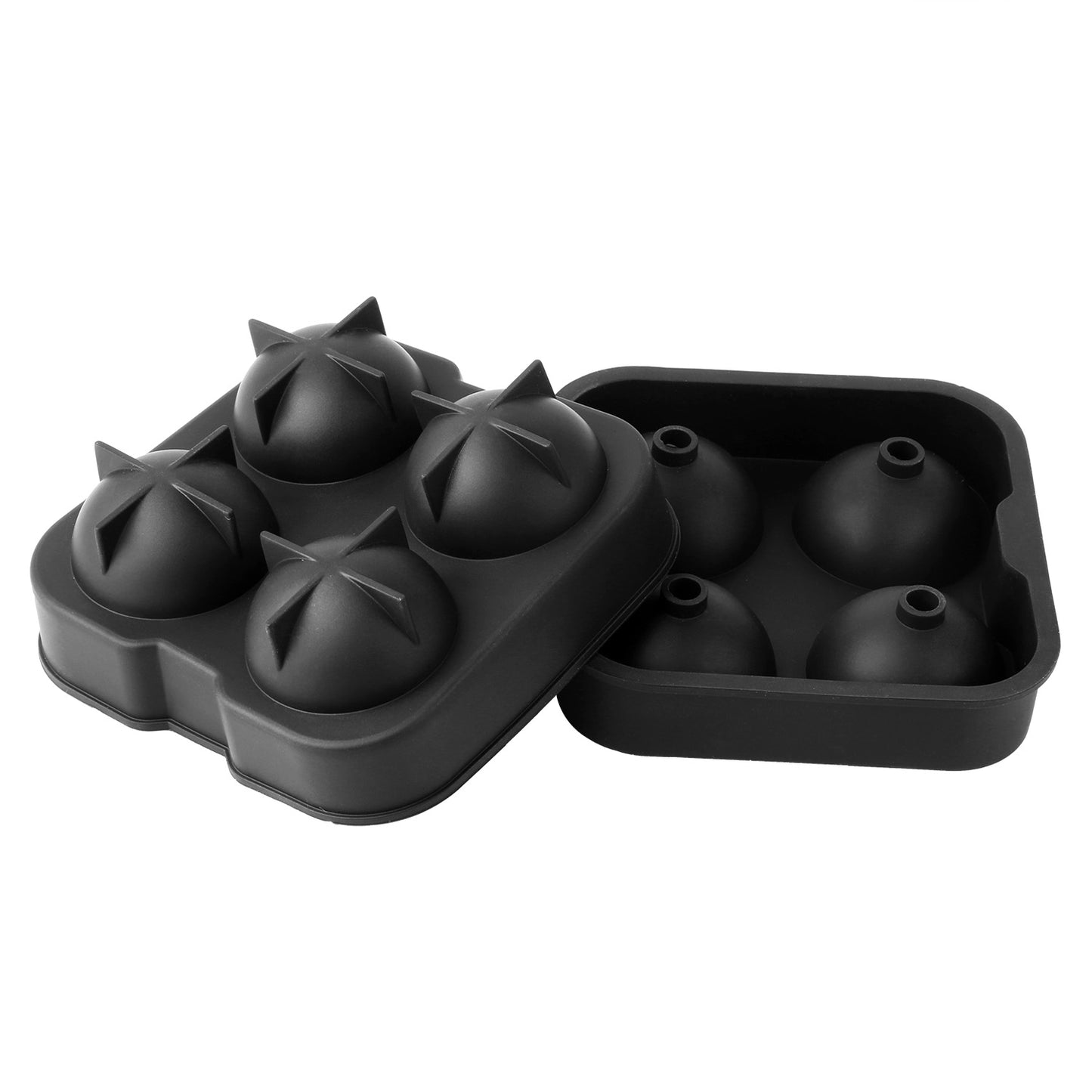 Sphere Ice Ball Maker Mold - 4 Cavity Silicone Tray with Lid