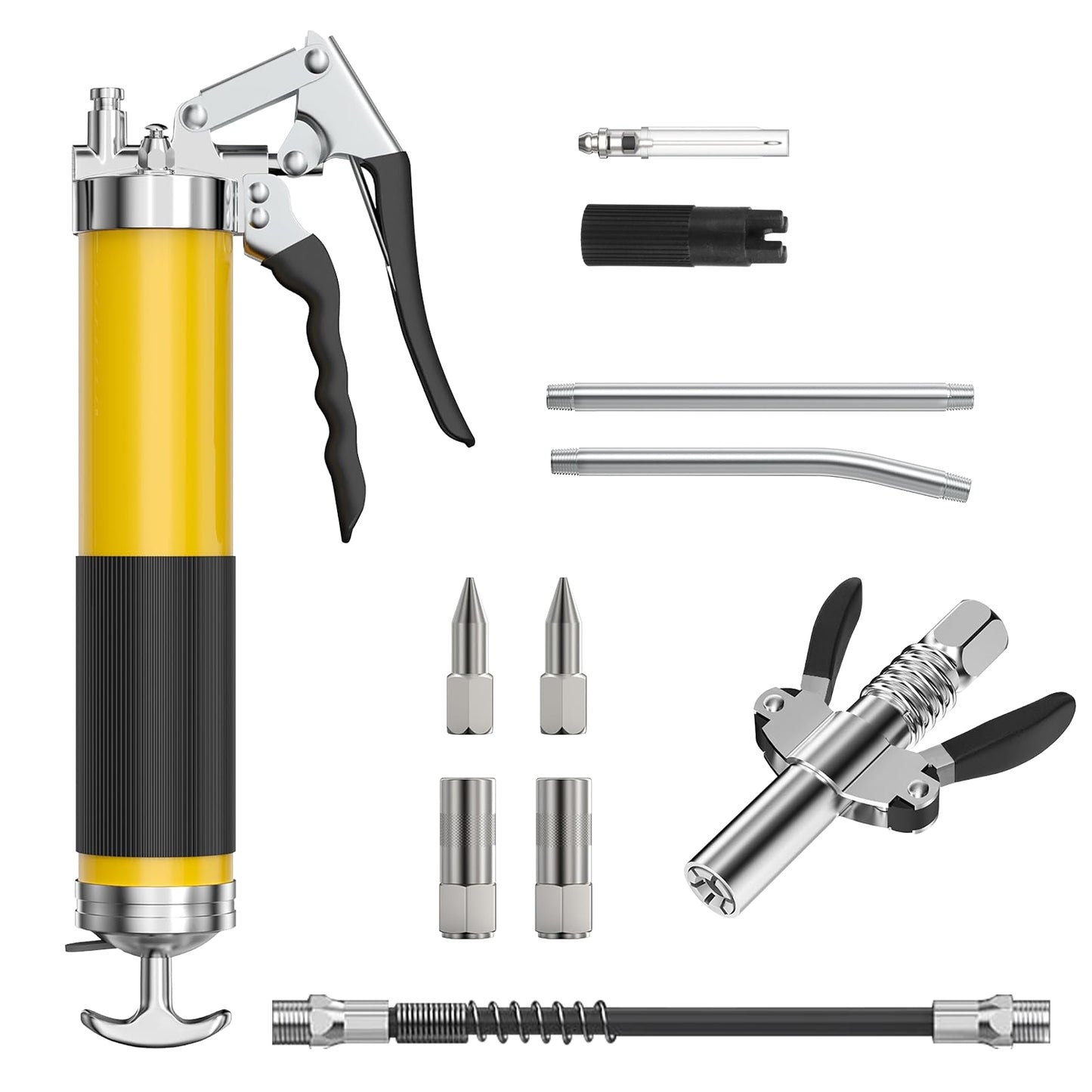 Grease Gun Kit 14 Oz 7000 PSI High Pressure with Flex Hose