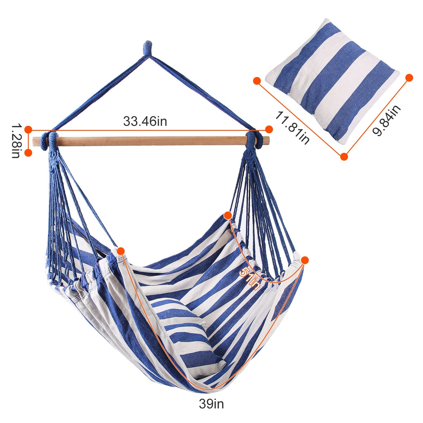 Hanging Hammock Chair with Pillows – 265 lbs Capacity