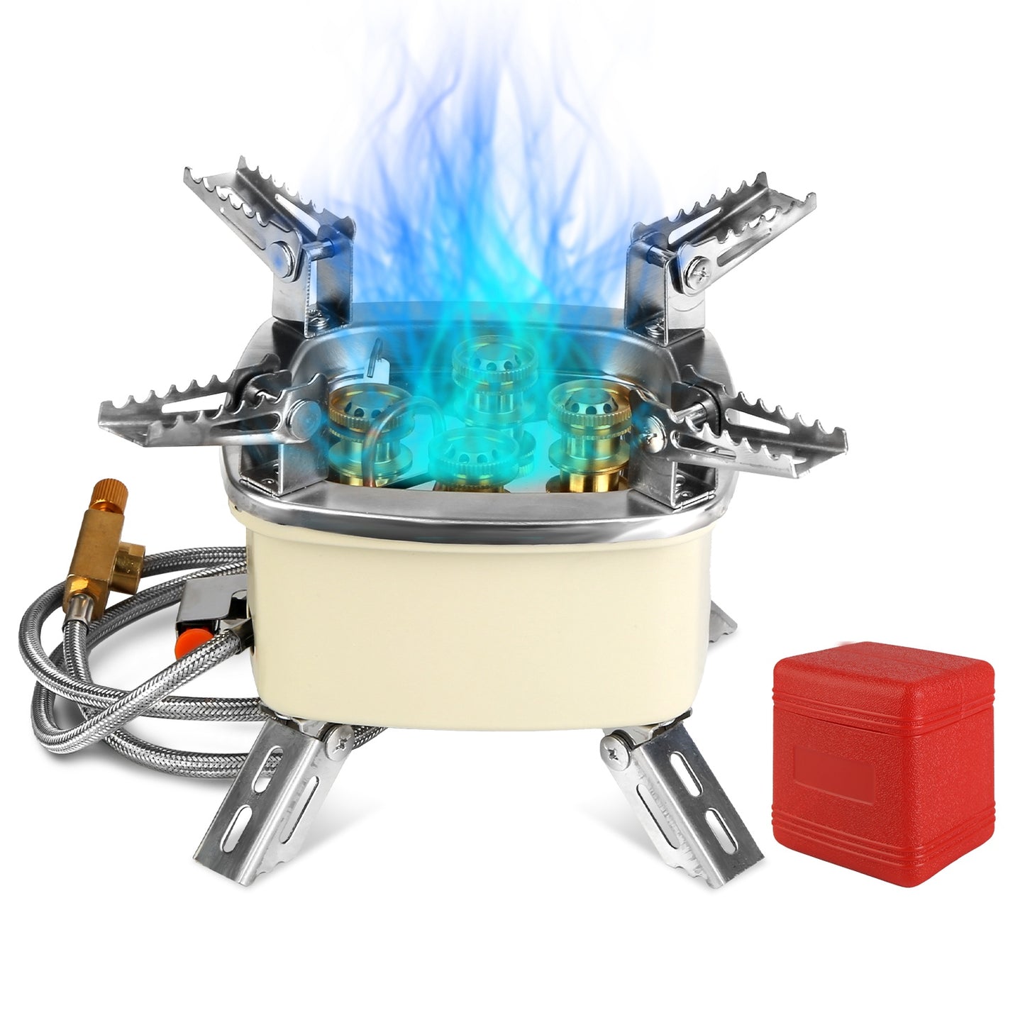 Portable Camping Stove 13000W 5-Head Gas Burner with Piezo Ignition