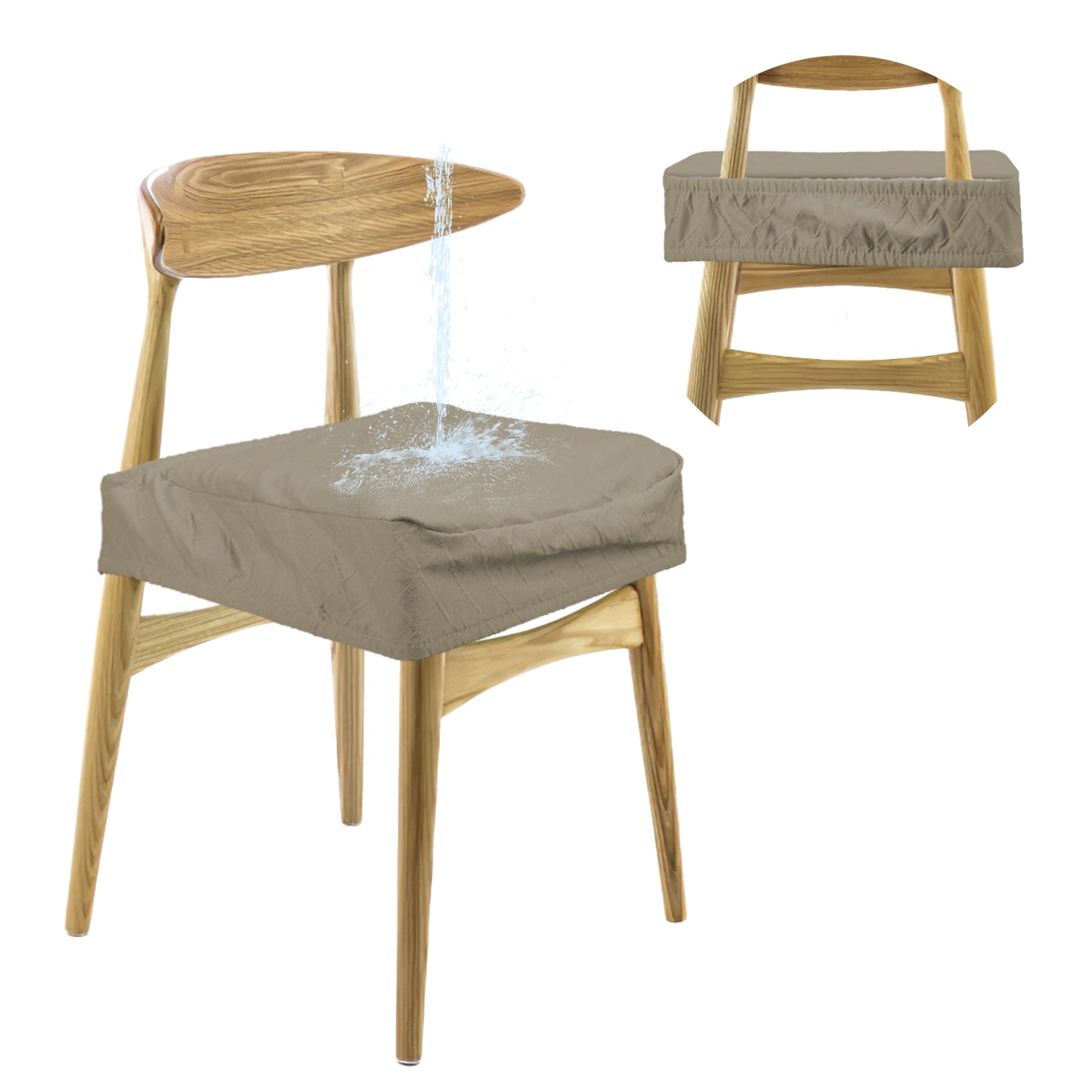 Waterproof Dining Chair Seat Covers - 4 Pack Stretch Slipcovers