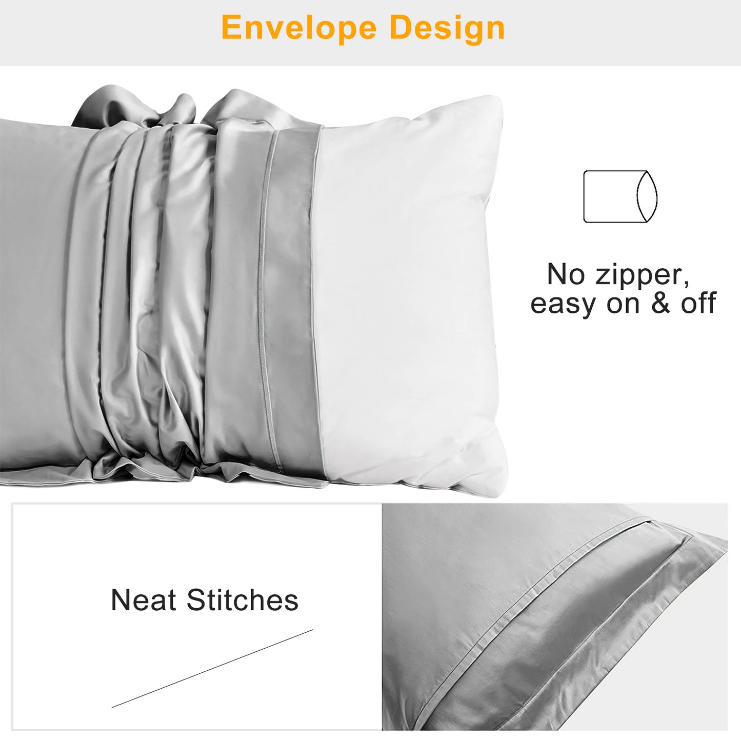 Satin Pillowcases Queen Size - 2 Pack Silky Smooth