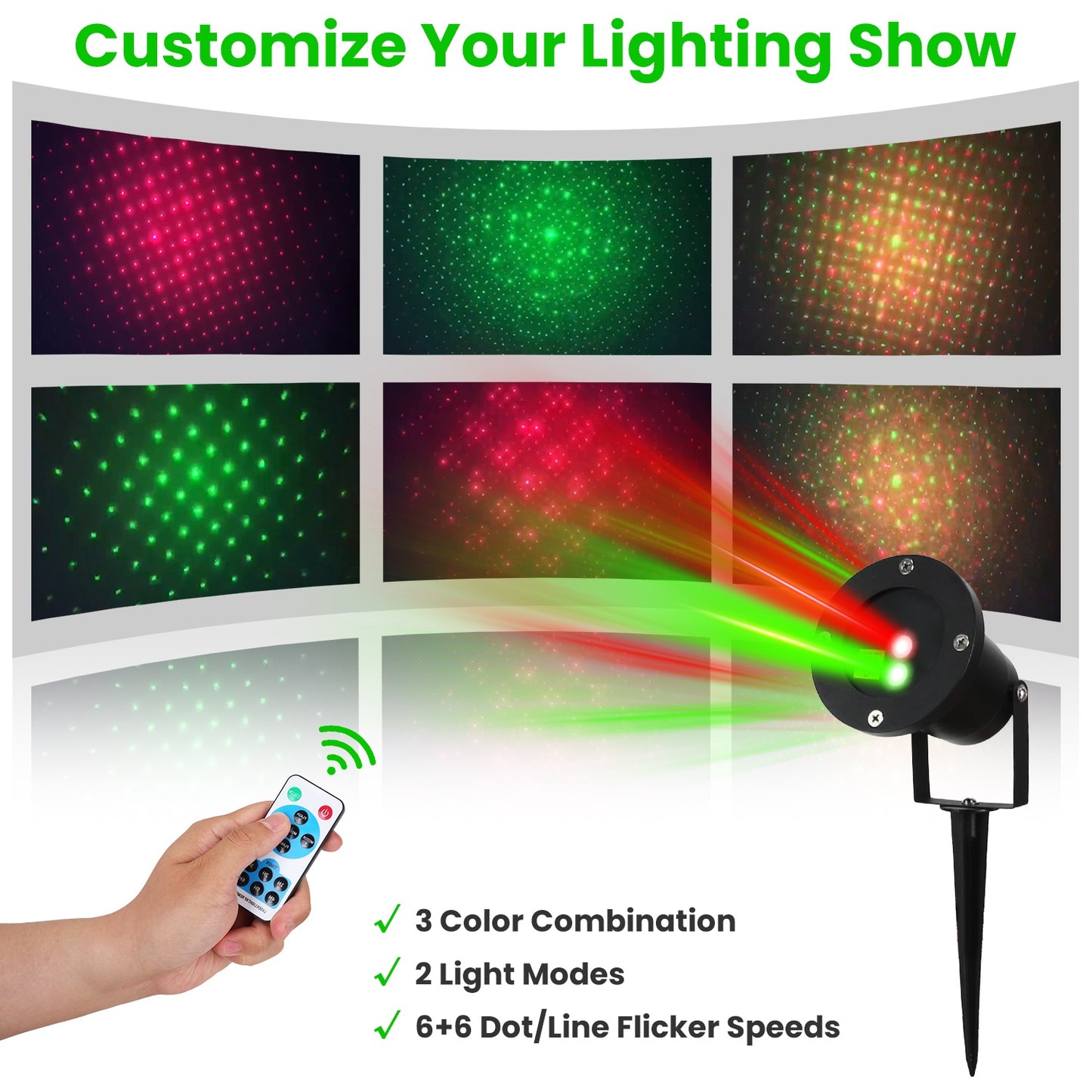 Outdoor Laser Projector Light with Red & Green Firefly Effects