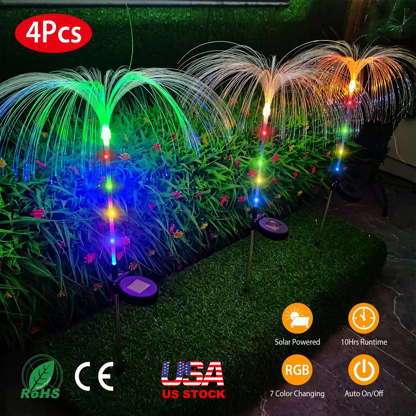 Solar Jellyfish Garden Lights 4-Pack with Color Changing LEDs