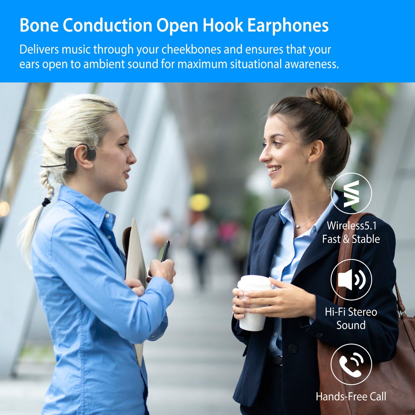 Bone Conduction Headphones Wireless Open Ear Sports Headset