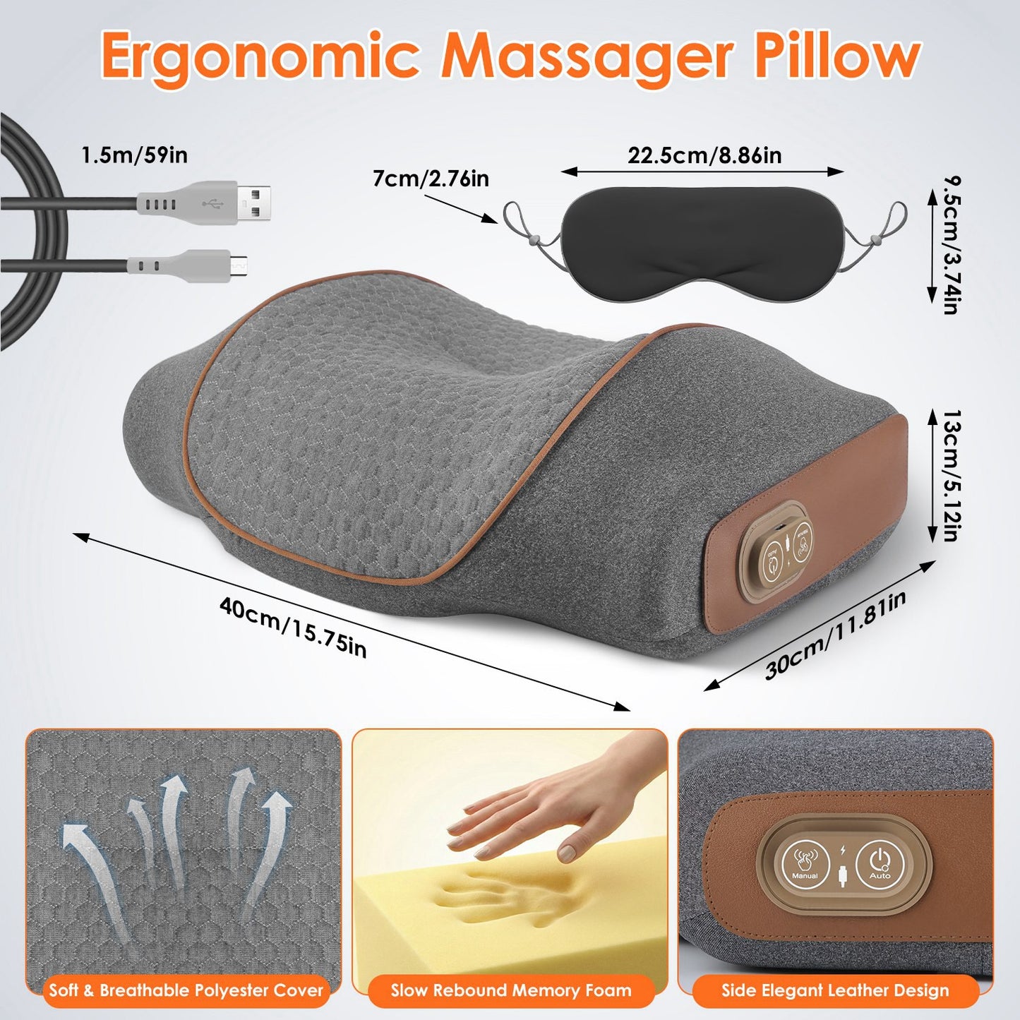 Neck Massager Pillow with Heat, Vibration & Air Compression