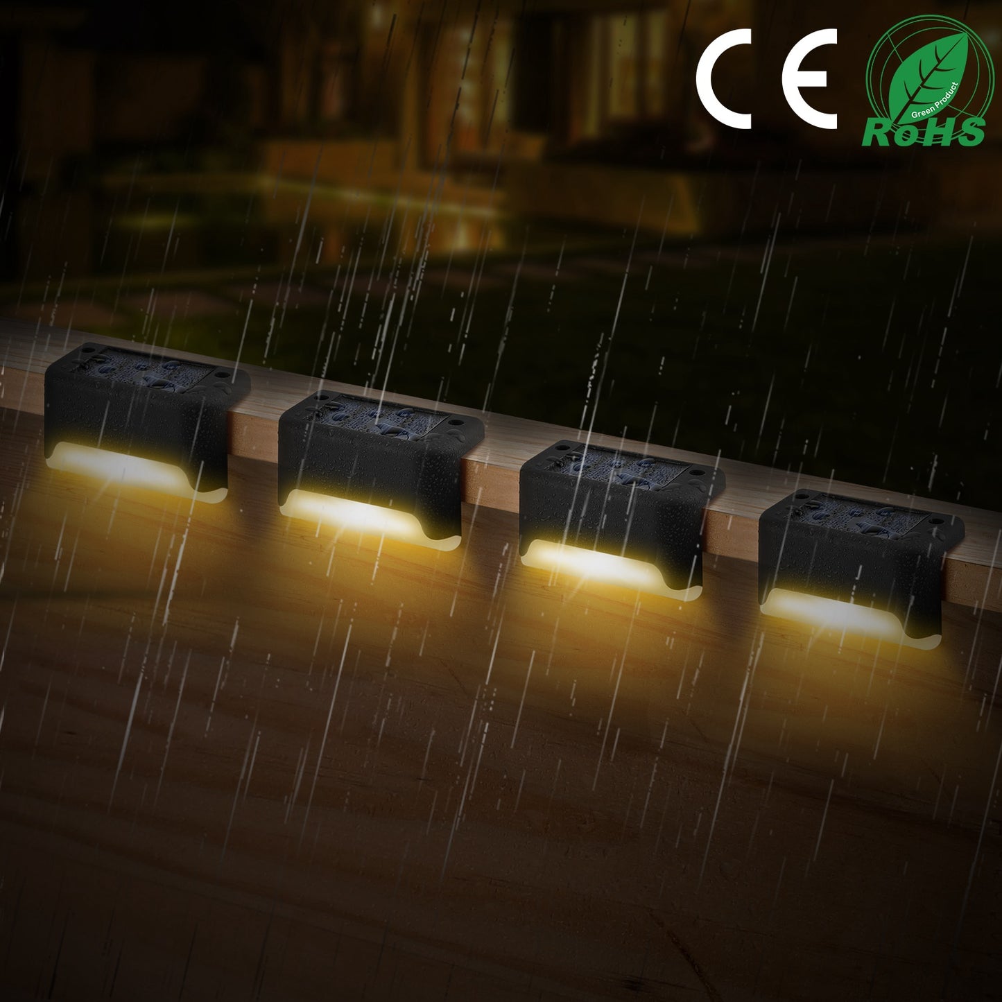 Solar Powered LED Step Lights 4-Pack with Dusk to Dawn Sensor
